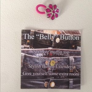 Belly Button Expander with Fuchsia Crystal Flower